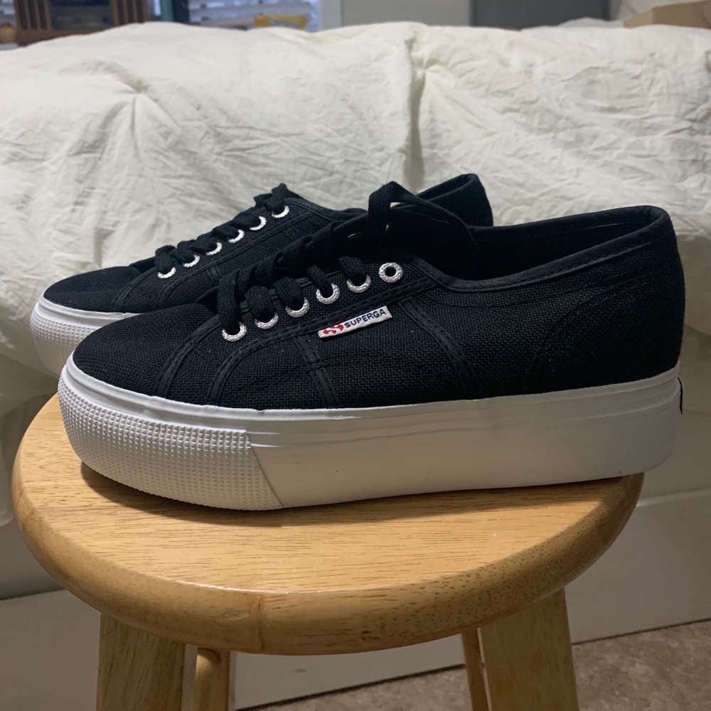 Superga Black Platform Sneakers